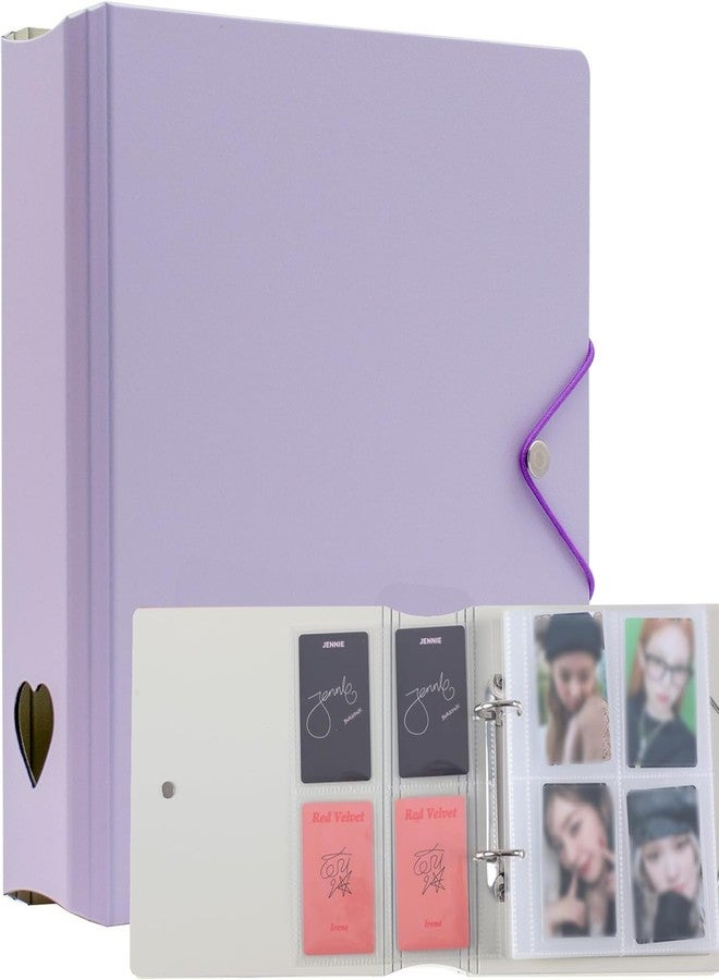 Careflection Photo Album Binder 200 Photocards Book D Ring A5 Binder Photocard Holder Refillable Compatible for Fujifilm Instax Mini Film/Polaroid Film/Kpop Photocard (Purple) - Image 1